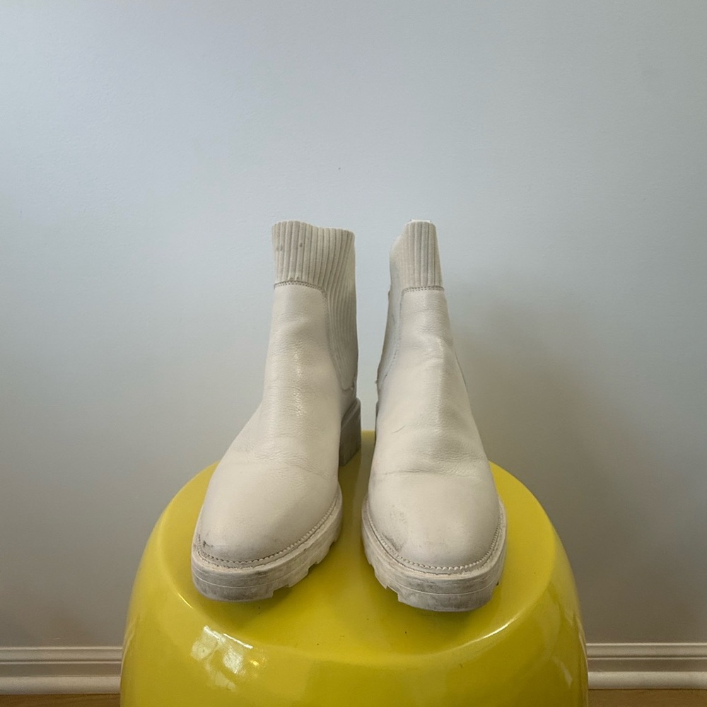 Dolce Vita White Leather Ankle Boots